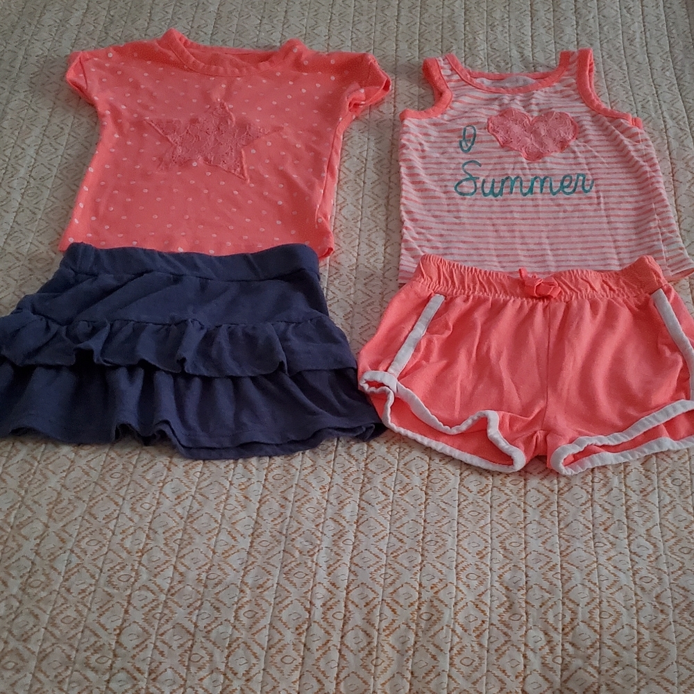 Girls 4-Piece Tops, Shorts & Skirt Set Size 2T